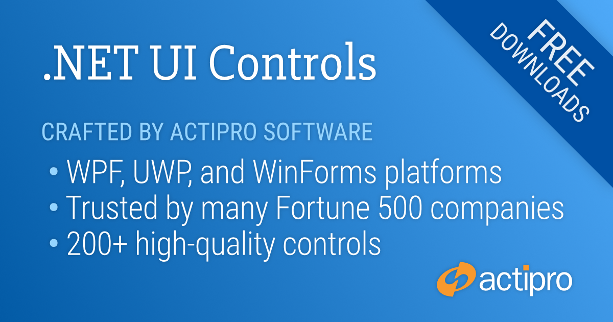 Actipro software ui controls for wpf windows forms and universal