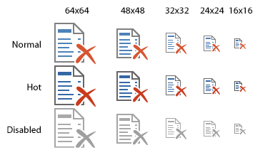 Various sizes and states